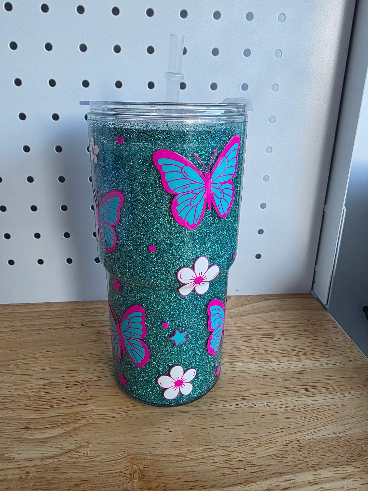 30oz Coffee Tumbler Acrylic - Butterflies