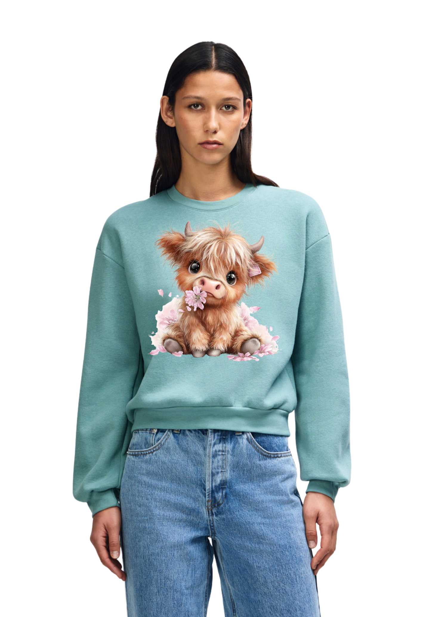 Crewneck - Flower Highland Cow