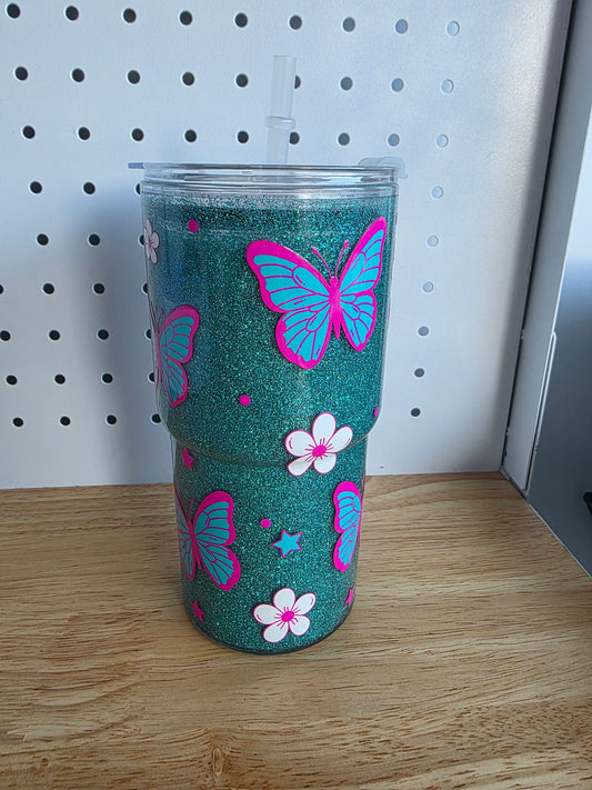 30oz Coffee Tumbler Acrylic - Butterflies